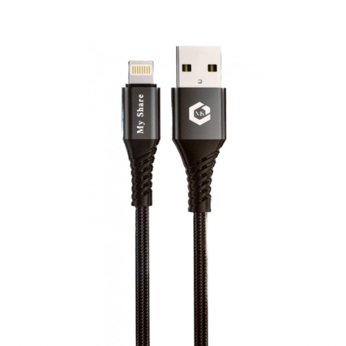 سلك شاحن ماي شير USB إلى ايفون قماش 1 م - اسود