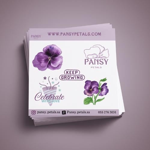 100 ستيكر شيت للمتاجر – حجم 7.2 × 7.6 سم – تصميم مخصص