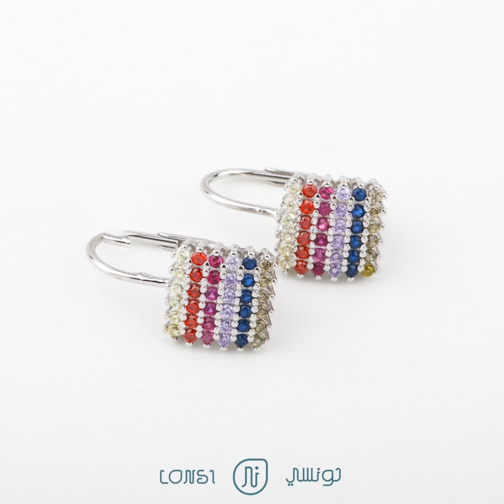 حلق ملون فضة عيار 925 1