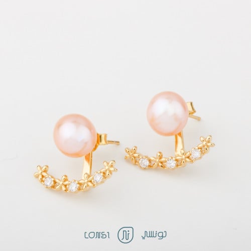 حلق فضة ذهبي عيار 925