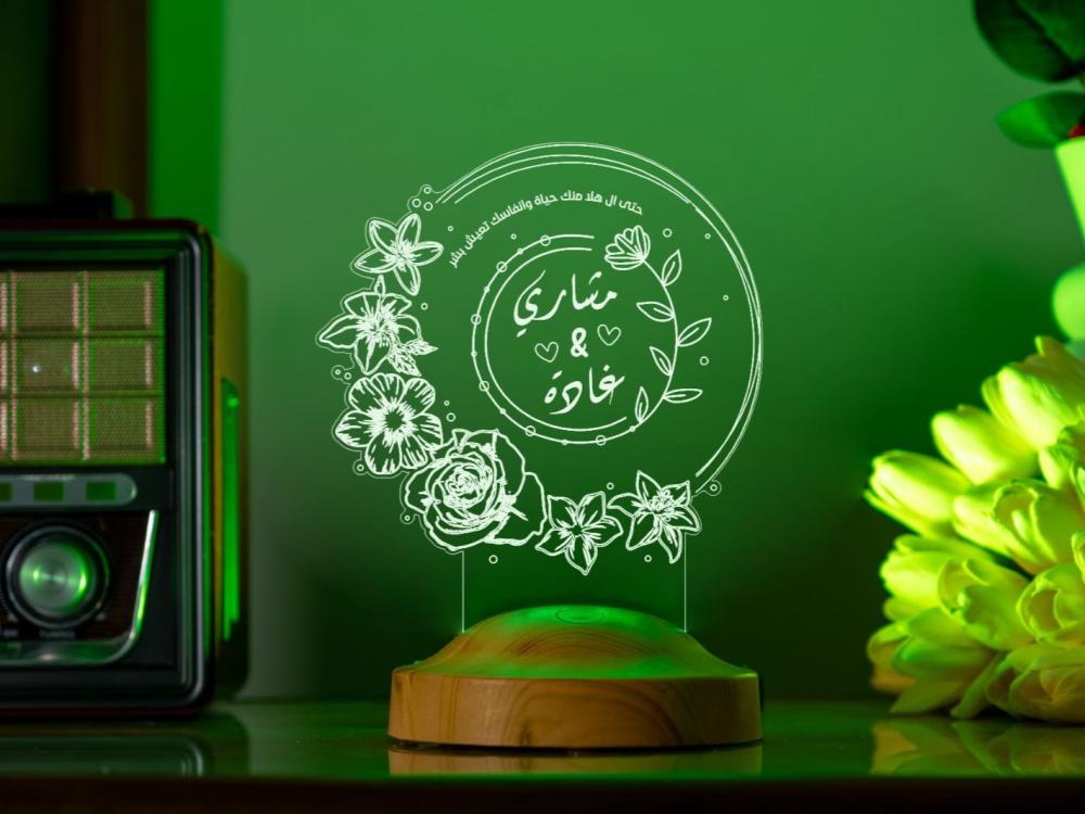 أبجورة زهرة - أبجورة مضيئة بالاسم مناسبة كهدية للحبيب