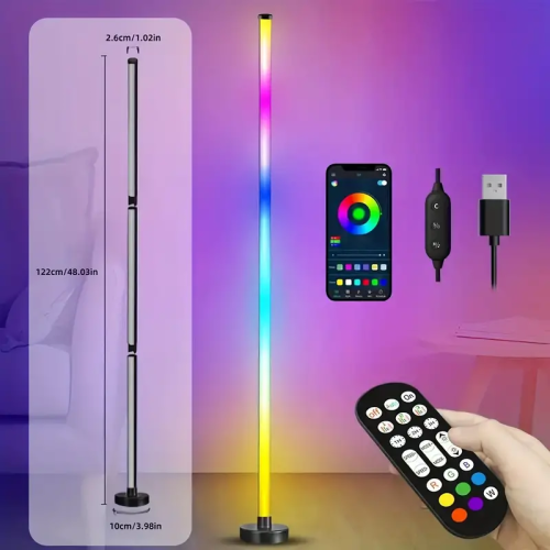 مصباح أرضي LED متعدد الألوان RGB مع تحكم لاسلكي عب...