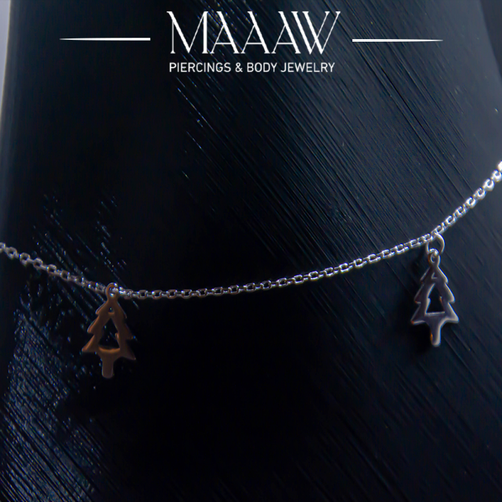 خلخال فضة 925s شجرة الأرز