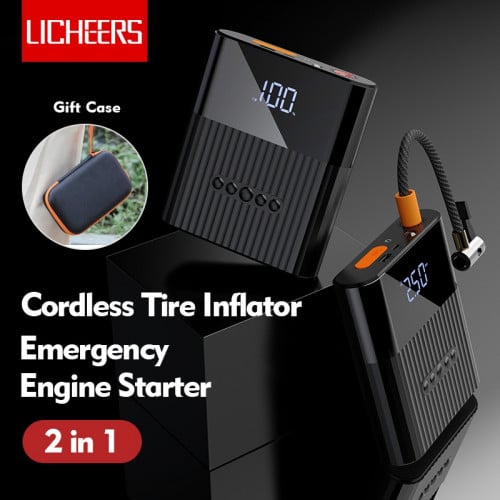 Car Tire Inflator Pump Emergency Engine Starter Power Bank Model Number: Licheers Lc-302