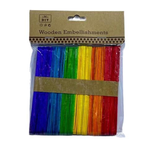 أعواد أيسكريم خشبية نحيف ملونة (1B)