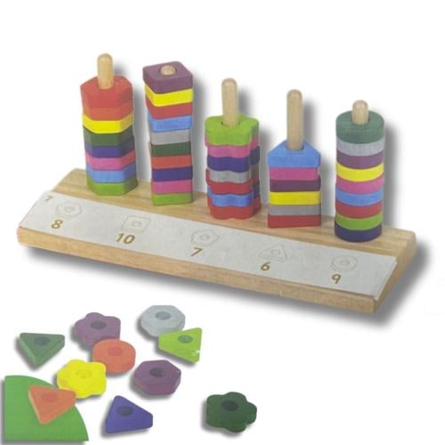 لوحة خشبية لتعليم العدد بالأشكال والألوان والبطاقات 5C