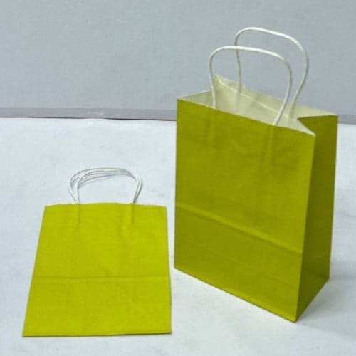 كيس هدايا ورق زيتي فاتح صغير  (15×8×21)