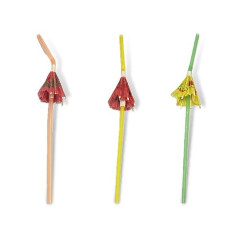 12 كيس مصاص عصير حفلة مظلة