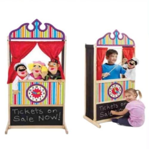 مسرح للدمى خشبي مع سبورة وساعة للأطفال / 06033