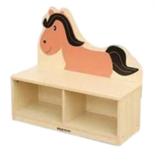 كرسي خشبي تخزين برسمة حصان/ 06024