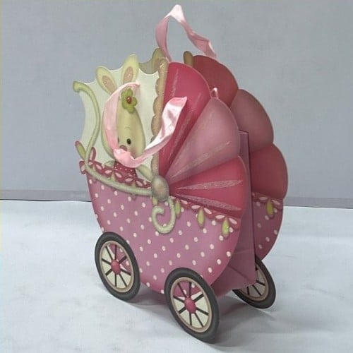 كيس هدايا مواليد بناتي عربية صغير