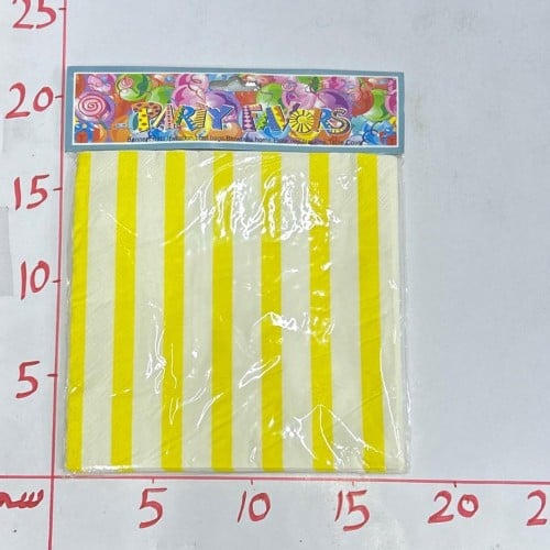 مناديل حفلة مخطط أصفر وأبيض