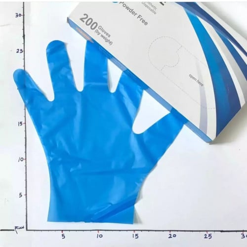 جونتي قفاز بلاستيك لون أزرق 3D