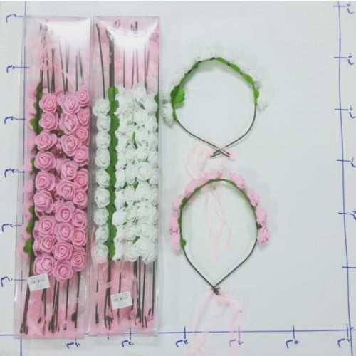 تاج راسي مورد أبيض ووردي