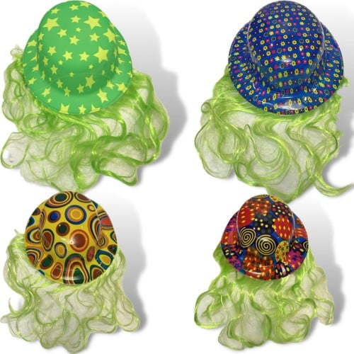 12 حبة قبعة شعر فسفوري أخضر