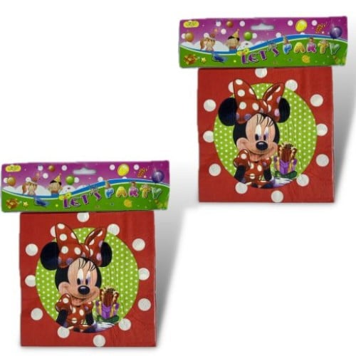 12 كيس مناديل حفلة ميني ماوس أحمر