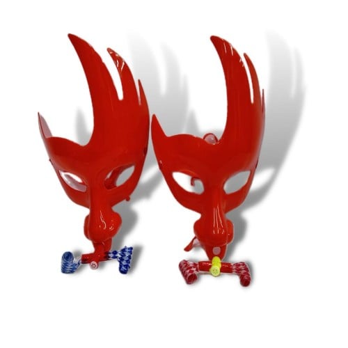 12 حبة قناع بلاستيك مع زلومة لون أحمر 300 7B