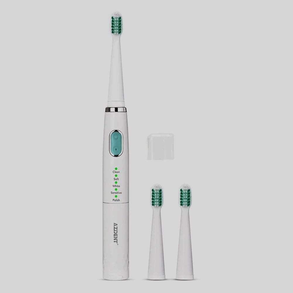فرشاة أسنان كهربائية من برو سونيك تعمل مع 3 رؤساء استبدال - ابيض