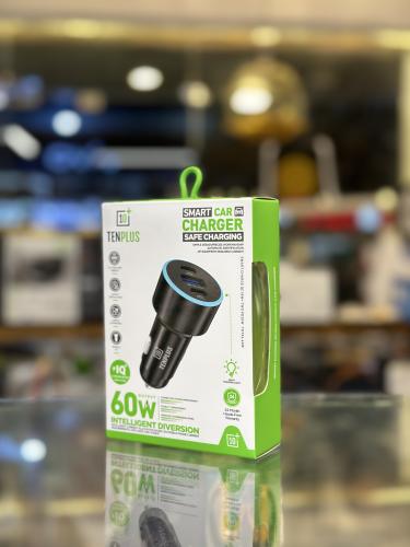 Ten Plus تن بلس شاحن سيارة بمدخل Usb ومدخلين tip-c...
