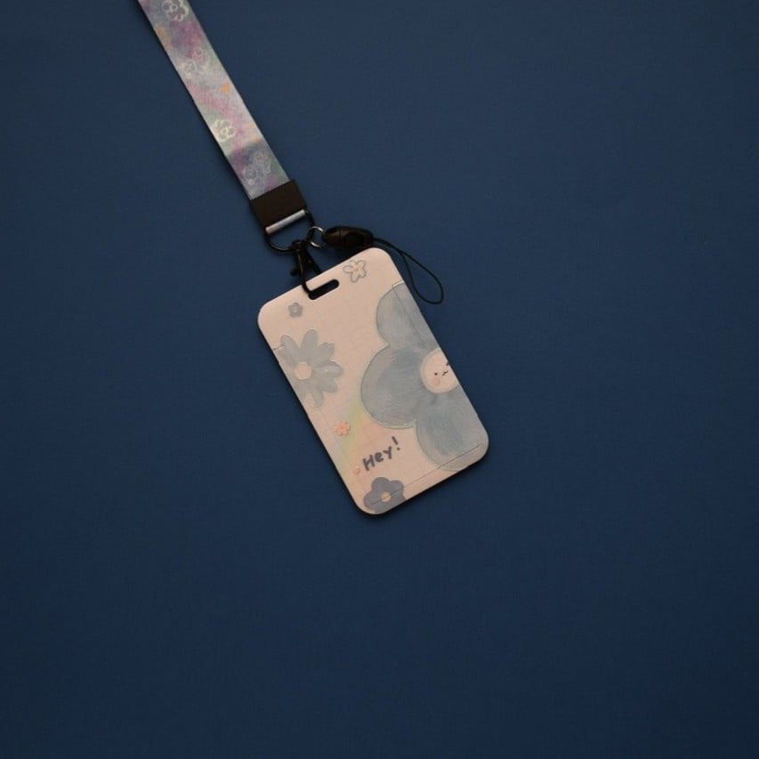 حامل بطاقات ورد ازرق