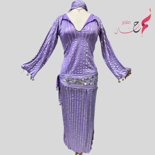 جلابية نانسي كم طويل موف بذهبي