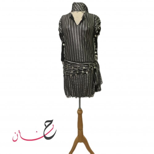 طقم جلابيه نانسي ميدي ( قصيره ) اسود بفضي