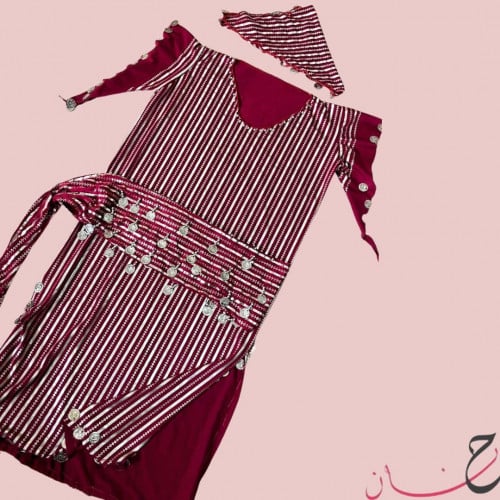 طقم جلابيه لولي اطفال لون عودي بفضي