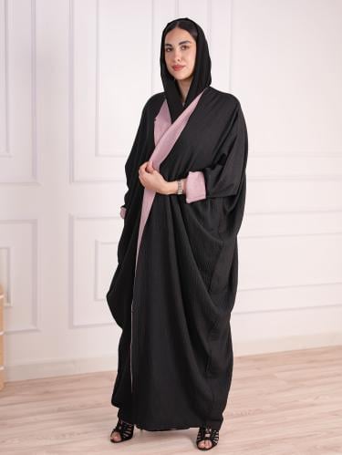 عباية بشت دبل فيس بوجه باللون الأسود ووجه باللون ا...