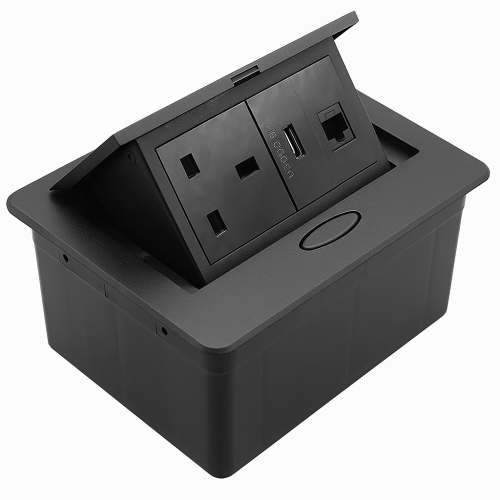 فيش ارضي ثلاثي USB مع فيش كمبيوتر لون اسود حجري