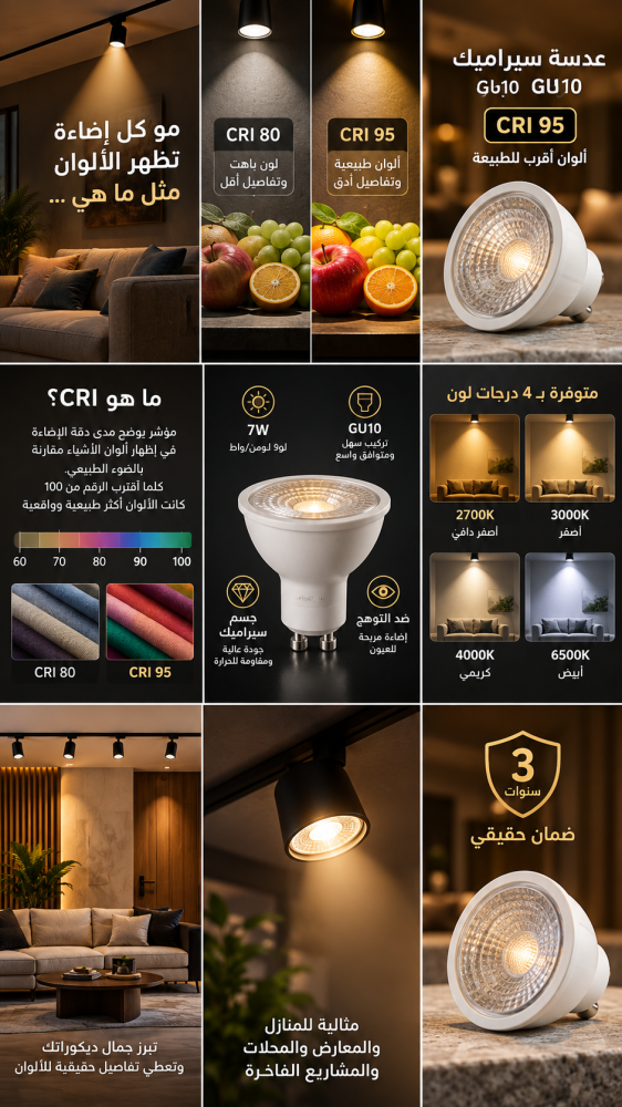 CRI 95 في الإضاءة: السر وراء ظهور الألوان والتفاصيل بشكل أجمل