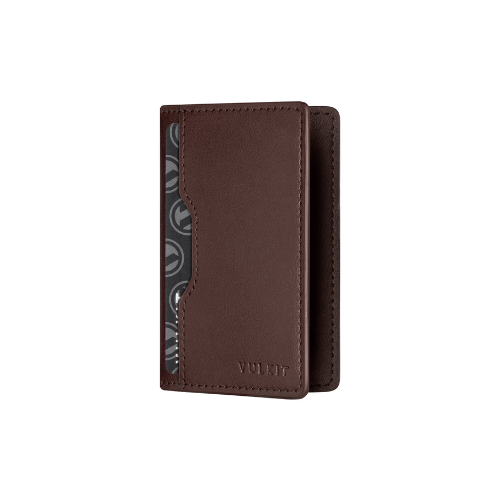 محفظة بطاقات فولكيت جلدية رفيعة جداً من VULKIT - لون بنى غامق