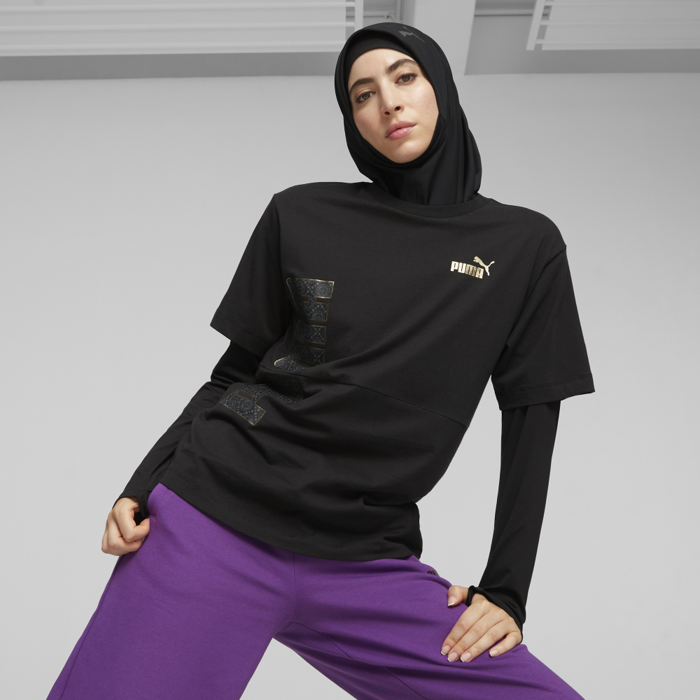 PUMA POWER LOGO LOVE Colorblock Tee PUMA