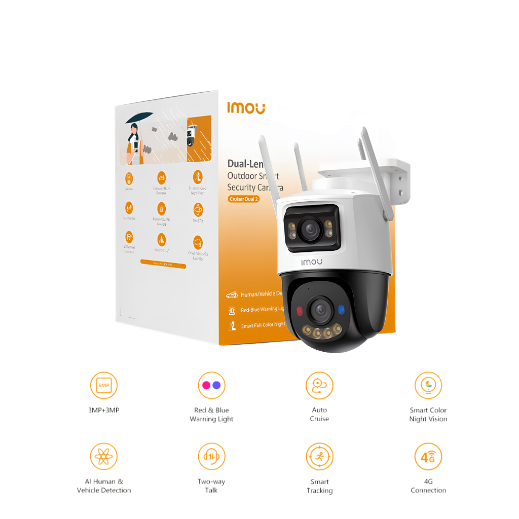 Imou كاميرا مراقبة عدستين خارجية WiFi بدقة 6MP وخاصية تحريك360درجة