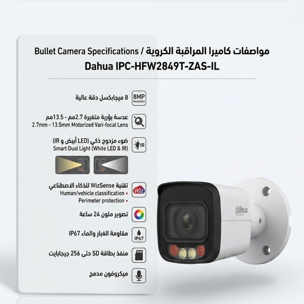 dahua ip كاميرا مراقبة خارجية شبكية بدقة 8mp 4k مقاومة للظروف المناخية