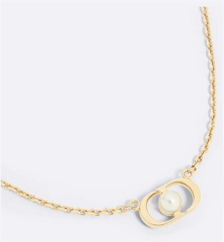 【直営・関税送料込】Petit CD Jolie neckl Petit CD Jolie Necklace Gold-Finish Metal and White Resin