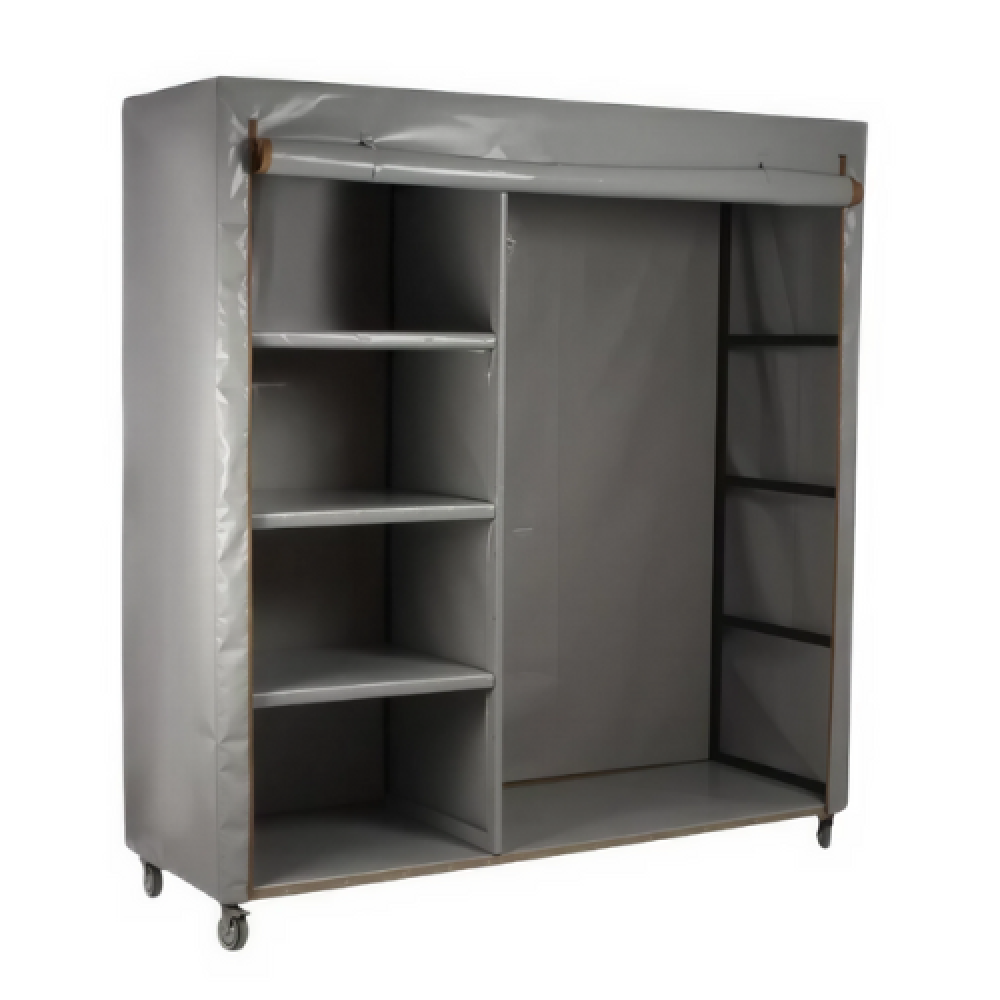 دولاب تخزين مقسم – 4 رفوف حديدية قوية 200×200 سم لون رمادي | عملي ومتين للاستخدام اليومي