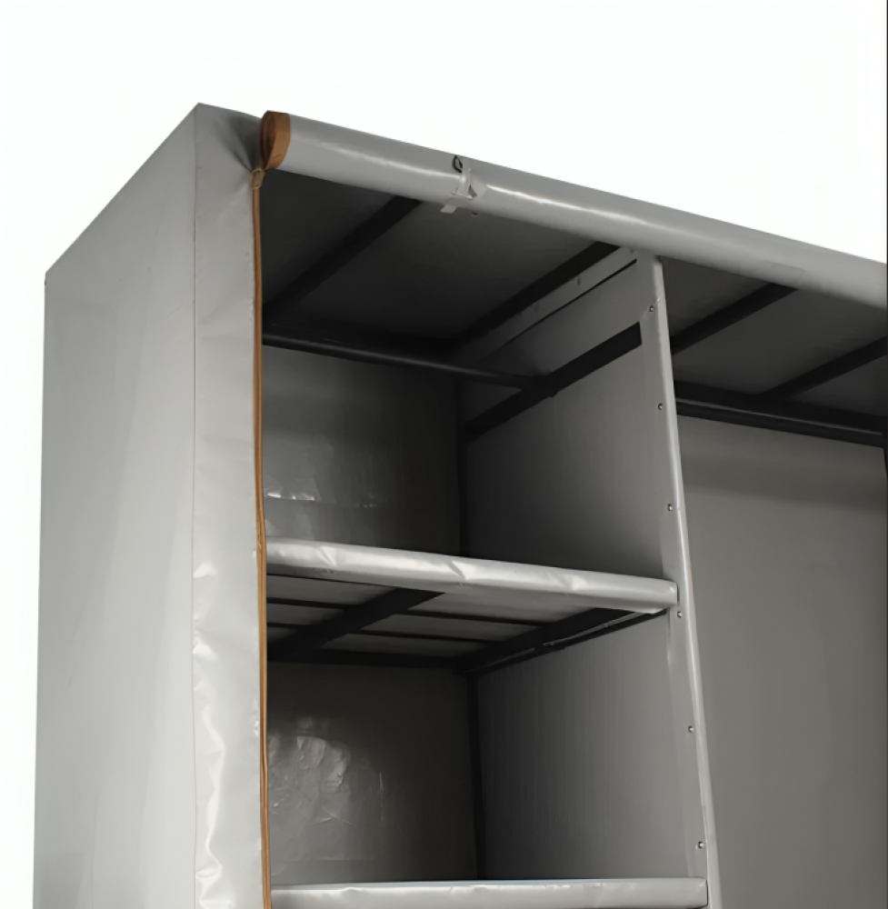 دولاب تخزين مقسم – 4 رفوف حديدية قوية 200×200 سم لون رمادي | عملي ومتين للاستخدام اليومي