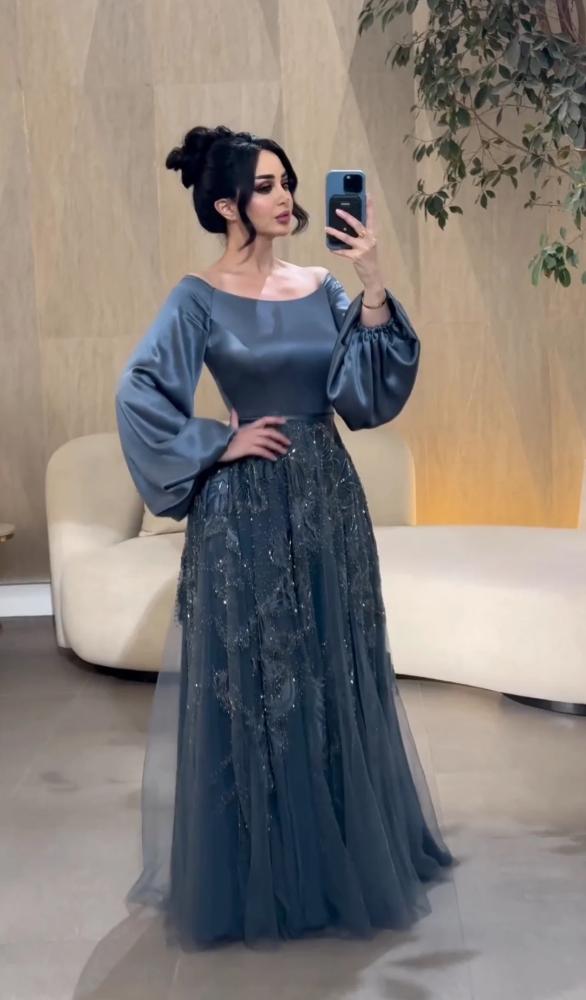 فستان سهره كحلي فاتح