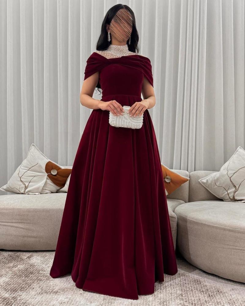 فستان سهره عنابي كلوش