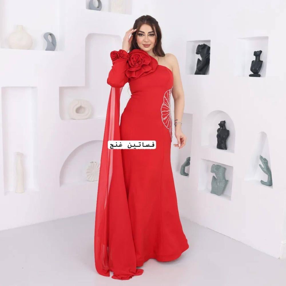 فستان سهره احمر مزين بورد