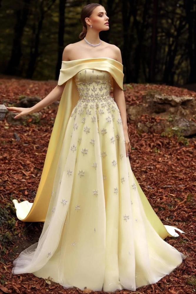 فستان سهره اصفر مميز