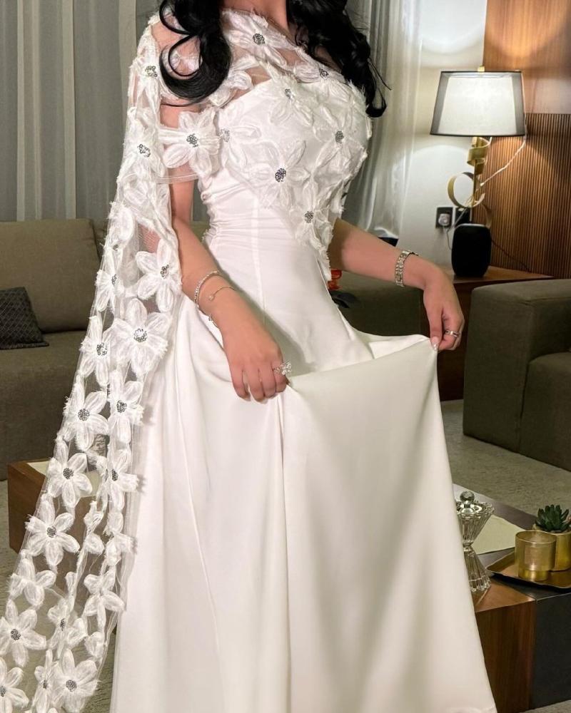 فستان سهره  ابيض مورد