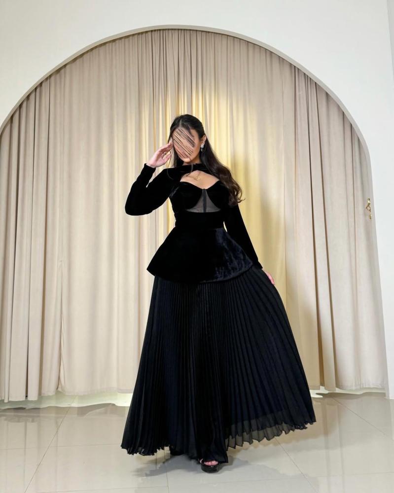 فستان سهره اسود شتوي
