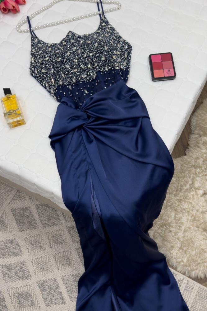 فستان سهره كحلي مميز