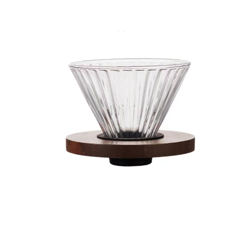 قمع V60 زجاج وخشب الجوز مقاس 02