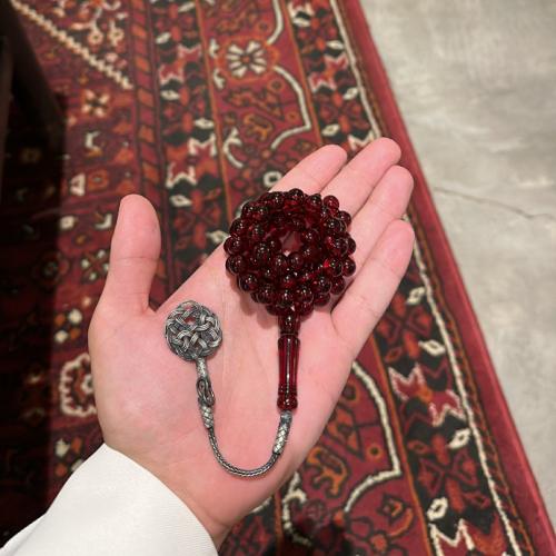 سبحة زعفران فضة - احمر