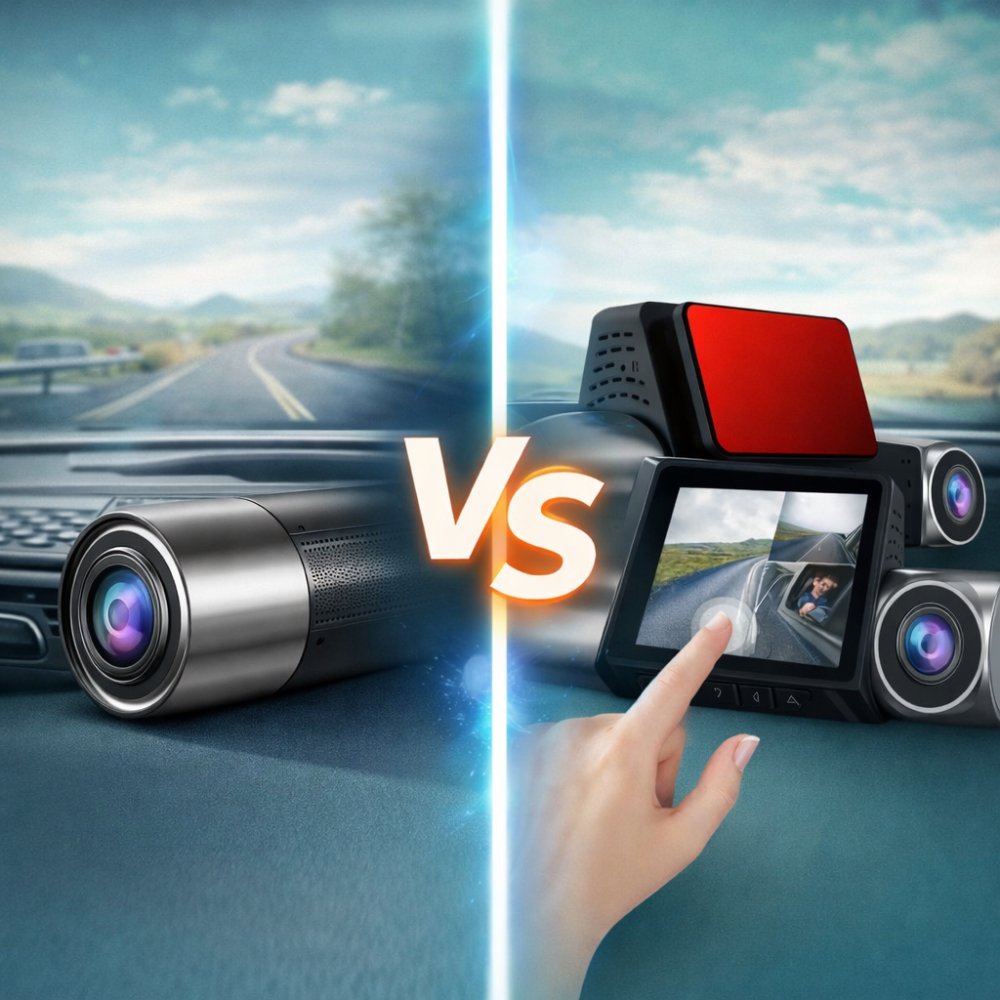 مقارنة بين الداش كام الأمامية والداش كام المزدوجة