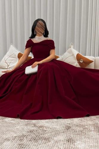 فستان سرى عنابي