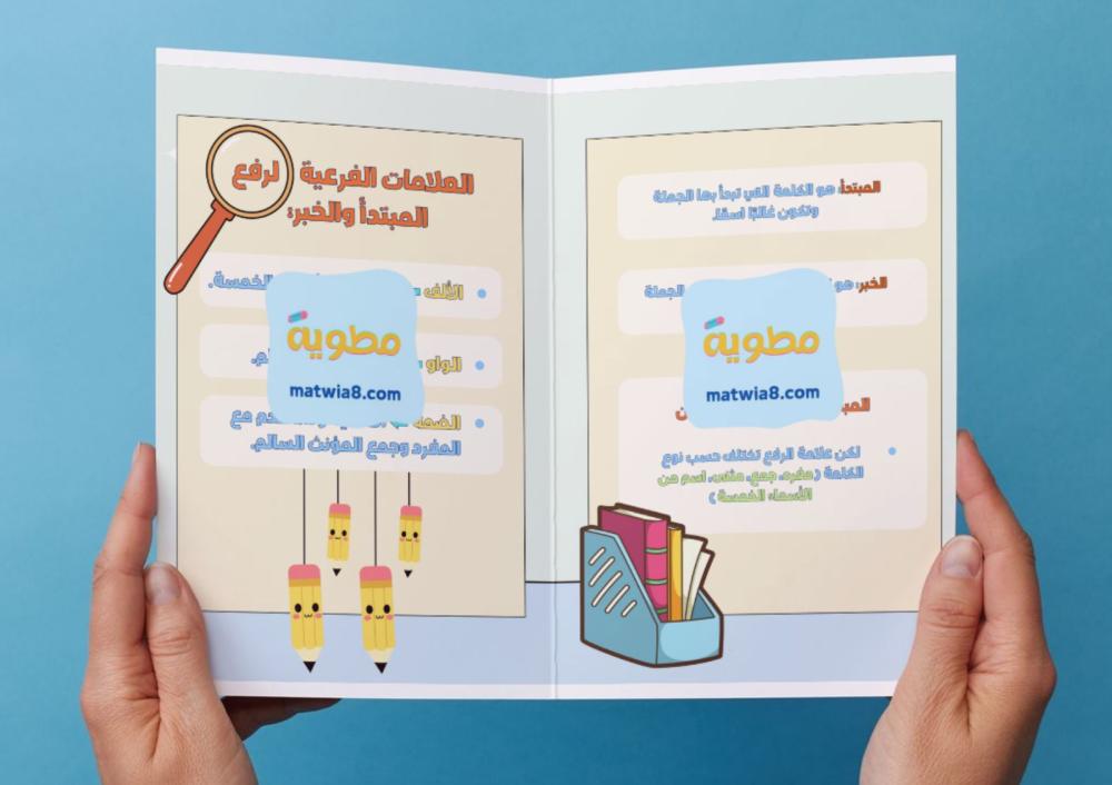 مطوية رفع المبتدأ والخبر بالعلامات الفرعية - خامس.