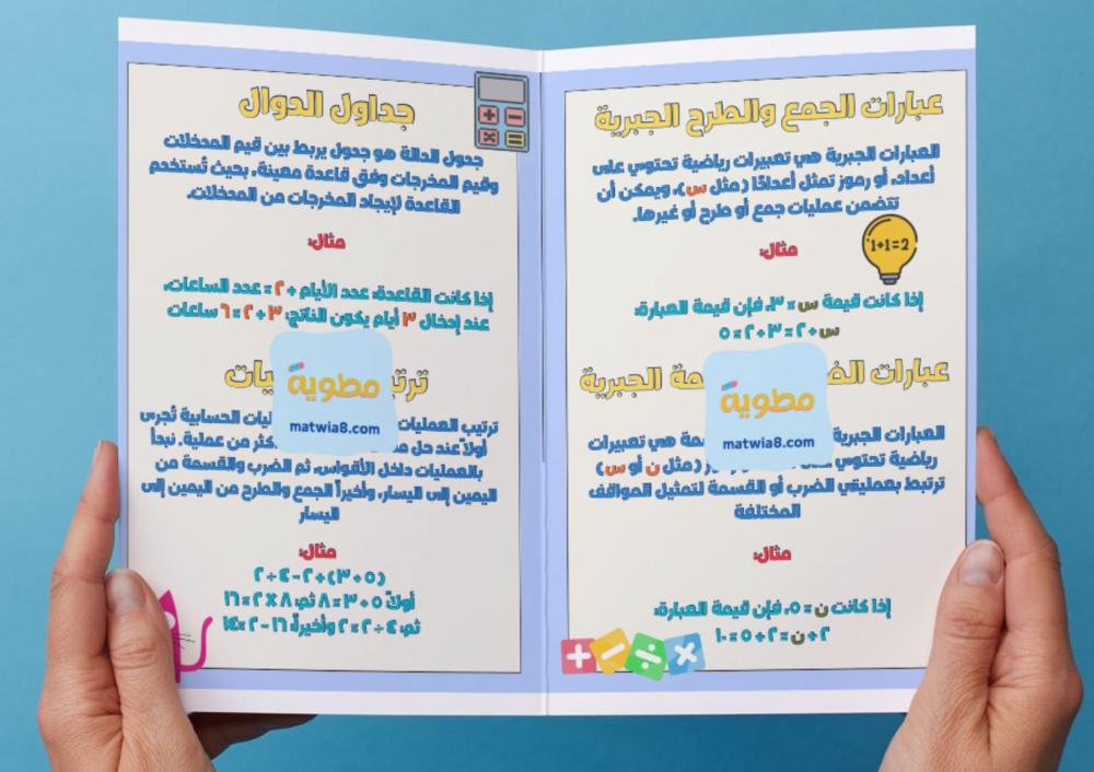 مطوية العبارات الجبرية والمعادلات - خامس-١